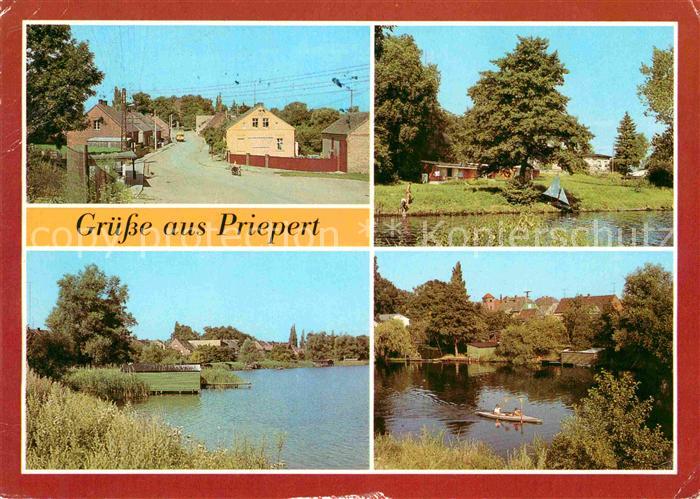 Priepert Strasen Dorfstrasse Kanal See Teilansicht