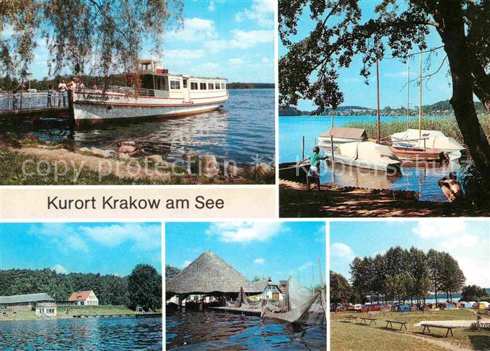 Krakow See Anlegestelle der Weissen Flotte Campingplatz Gruber See Gaststaette K
