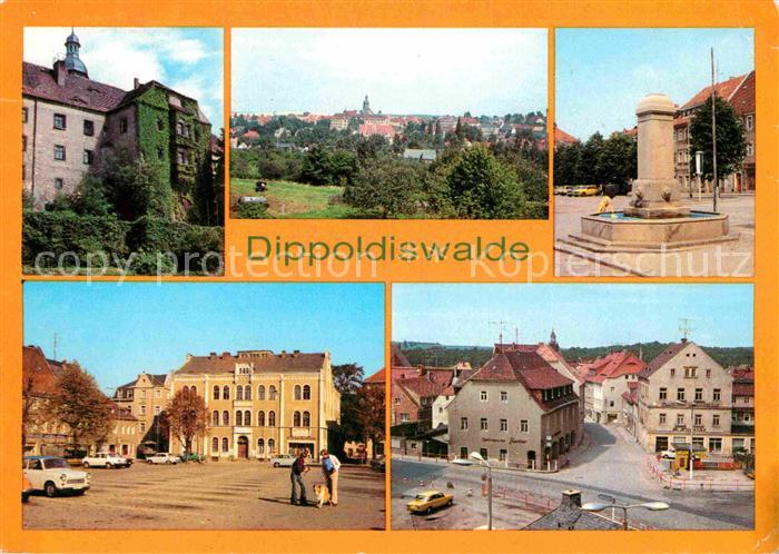 Dippoldiswalde Osterzgebirge Schloss Teilansicht Platz des Friedens Platz der Ju