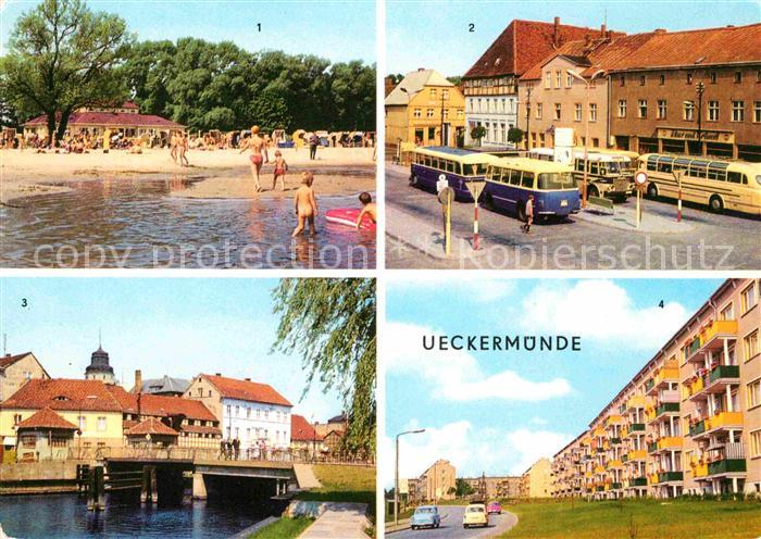 Ueckermuende Mecklenburg Vorpommern Haffbad Strand Karl Marx Platz Hafen Neubaut