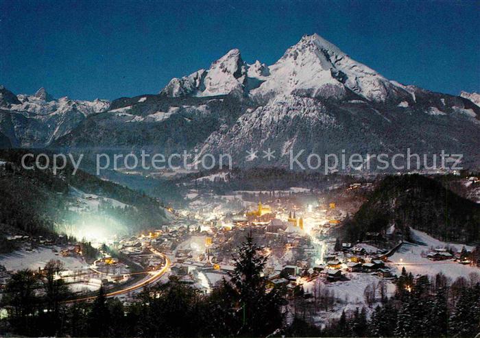 BERCHTESGADEN Bayern Mondnacht mit Watzmann und Hochkalter Berchtesgadener Alpen