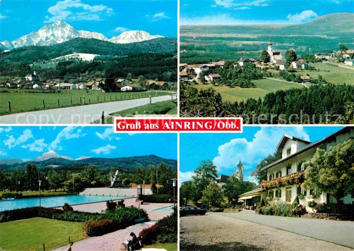 Ainring Teilansichten Alpenpanorama Freibad