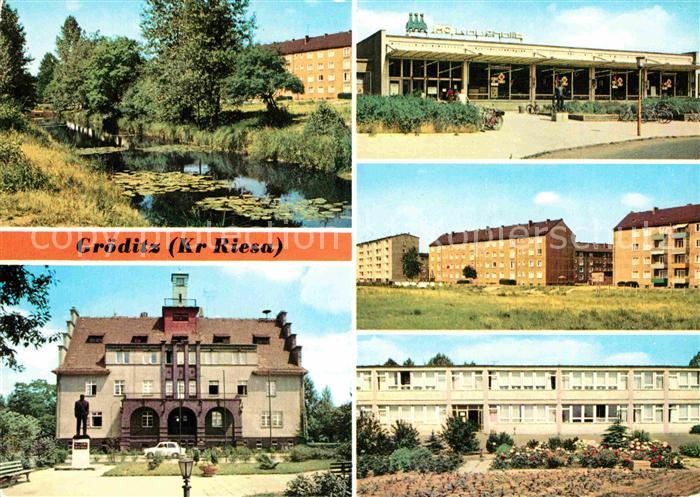 Groeditz Riesa Kanal Rathaus HO Kaufhalle Rosa Luxemburg Strasse Oberschule