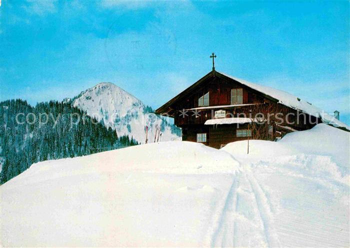 Bad Wiessee Berggasthof Auer Alm mit Fockenstein Winterpanorama Bayerische Voral