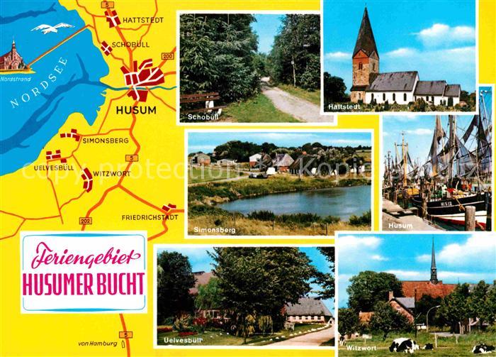 Husum Nordfriesland Feriengebiet Husumer Bucht Landkarte Ortsansichten Kirche Ha