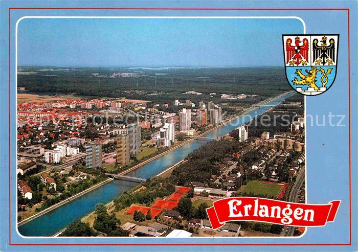 ERLANGEN Bayern Europakanal Fliegeraufnahme Wappen