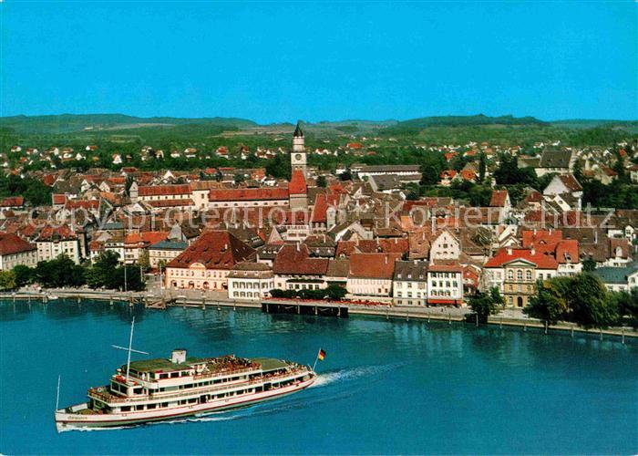 ueberlingen Bodensee Faehre Ansicht von Seeseite Fliegeraufnahme