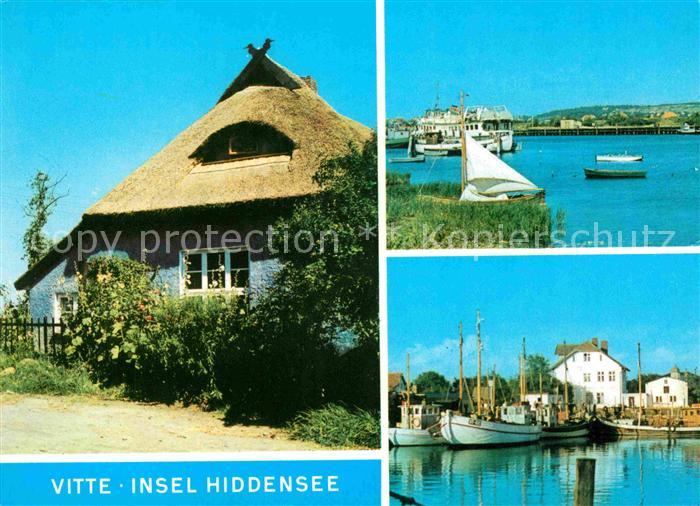 Vitte Reetdachhaus Hafen Faehre Fischkutter