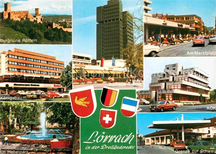 Loerrach Burgruine Roetteln Koenigsbau Hebelpark Grenze AOK Marktplatz