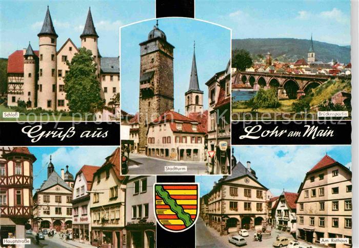 Lohr Main Schloss Hauptstrasse Am Rathaus Stadtturm Brueckenpartie