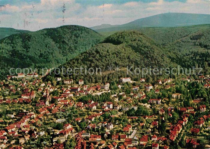 Bad Harzburg Fliegeraufnahme Burgberg und Brocken