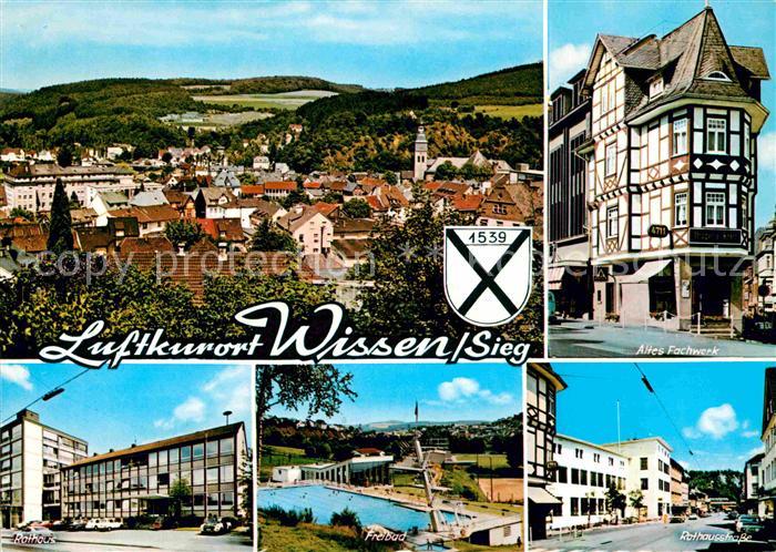 Wissen Sieg Rathausstrasse Freibad Fachwerkhaus