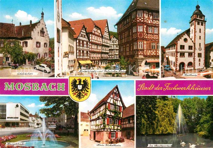 Mosbach Baden Fachwerkhaeuser Stadtgarten Schloesschen