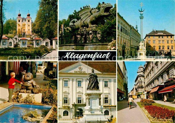 Klagenfurt Woerthersee Kreuzberg Lindwurm-Denkmal Pestsaeule Denkmal-Kaiserin-Ma