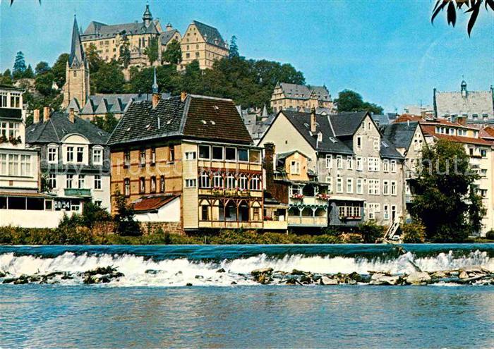 Marburg Lahn Lahnpartie mit Schloss