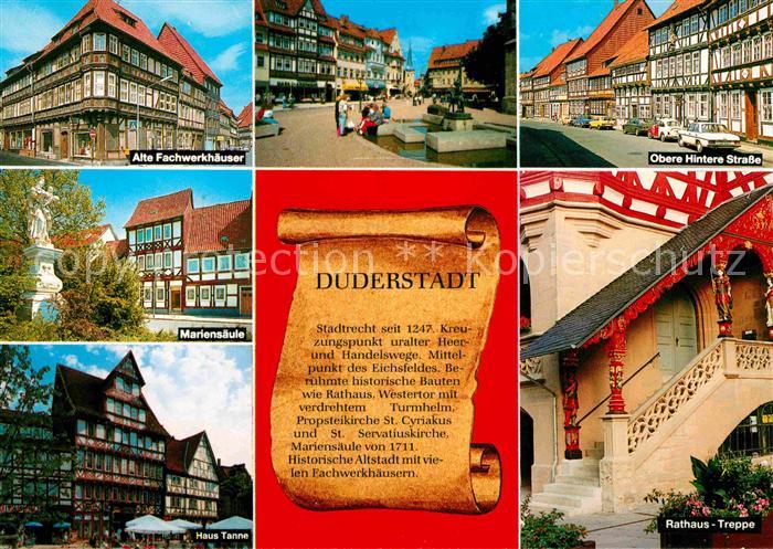 Duderstadt Niedersachsen Obere Hintere Strasse Rathaus-Treppe Haus-Tanne Mariens