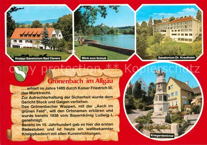 Groenenbach Bad Kneipp-Sanatorium Bad-Cleven Schloss Kriegerdenkmal