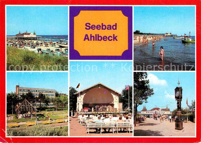 Ahlbeck Ostseebad Strand Seebruecke Konzertpavillon Stranduhr