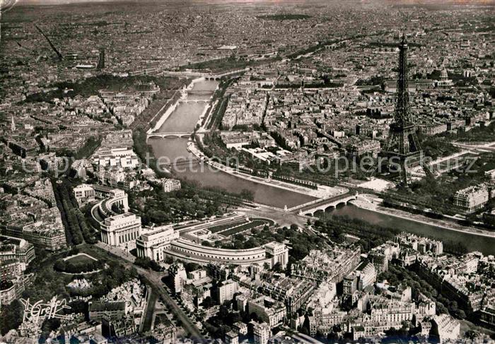 Paris Fliegeraufnahme Tour Eiffel Palais Chai
