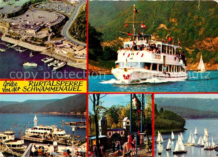 Rurtalsperre Schwammenauel Fliegeraufnahme Fahrgastschiff Hafen Segelboote