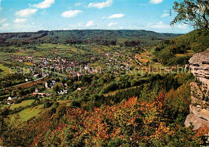 Bollendorf Suedeifel Blick vom Teufelsfelsen ins Sauertal