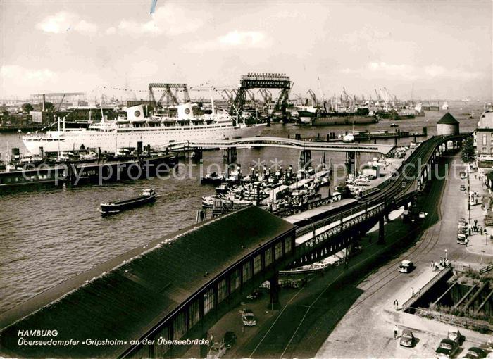 Hafenanlagen Hamburg ueberseedampfer Gripsholm ueberseebruecke
