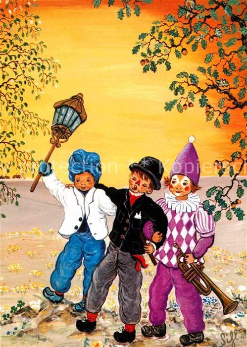 Kuenstlerkarte Sihl Samedan Fasching Karneval Clown Trompete Aladin