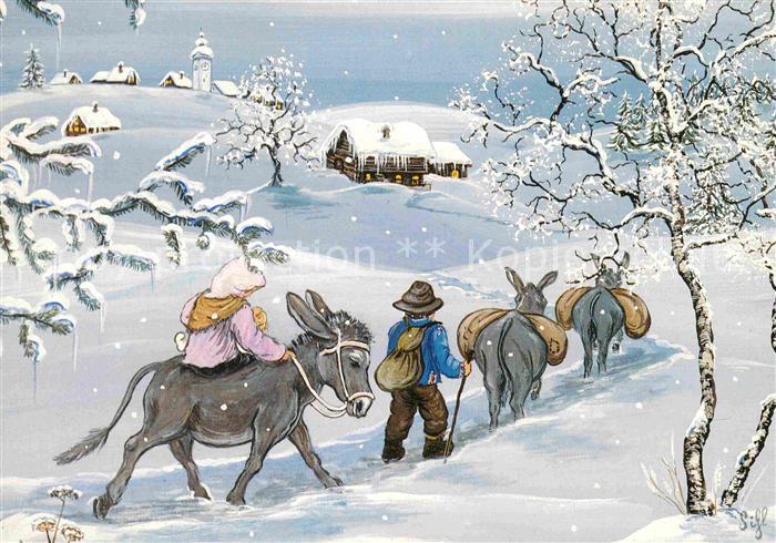 Kuenstlerkarte Sihl Samedan Esel Wanderung