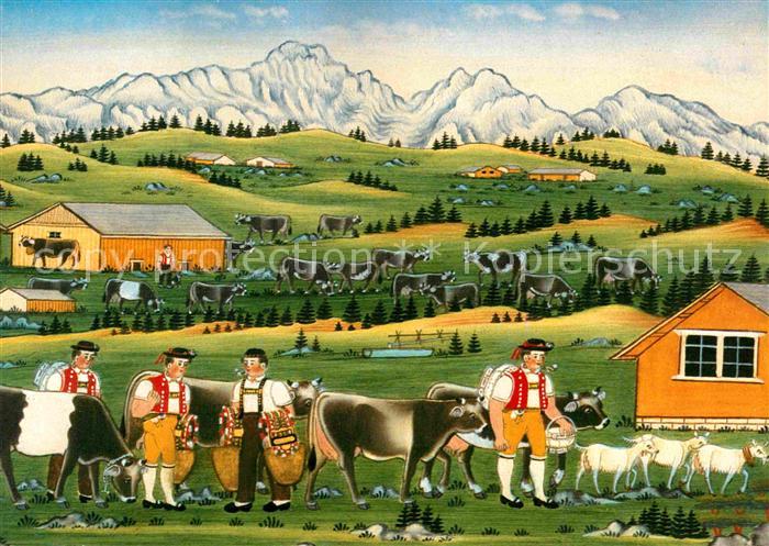 Kuenstlerkarte J. Zuelle Bauernmalerei