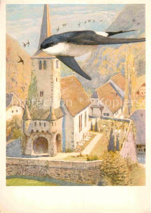 Kuenstlerkarte Leo-Paul Robert l Hirondelle de Fenetre