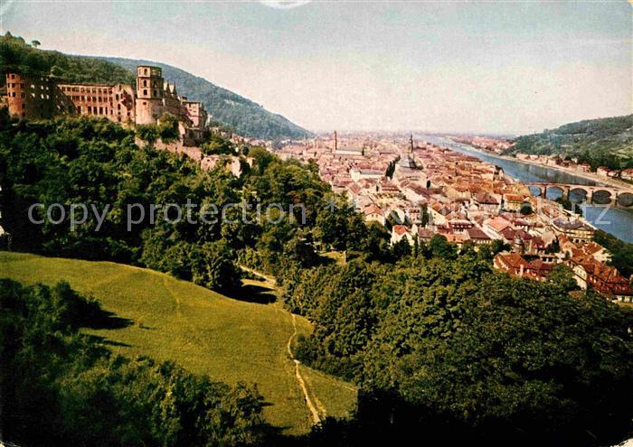 Heidelberg Neckar Blick von der Scheffelterrasse