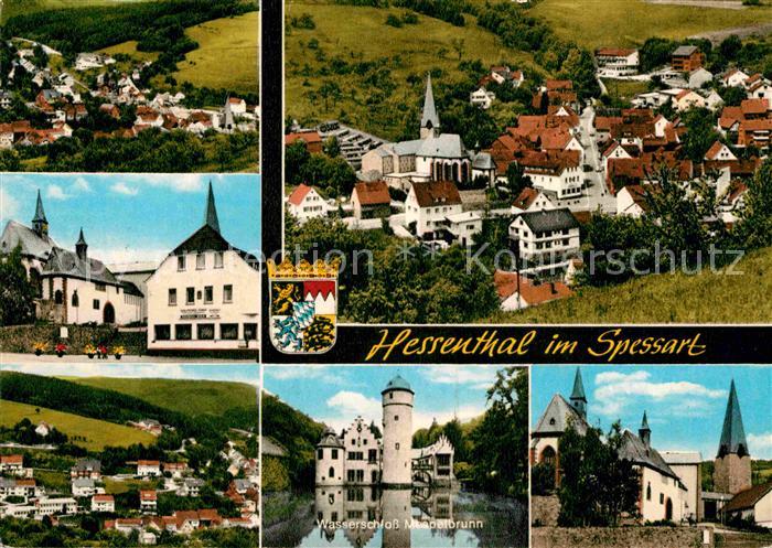 Hessenthal Spessart Gesamtansicht Kirche Wasserschloss