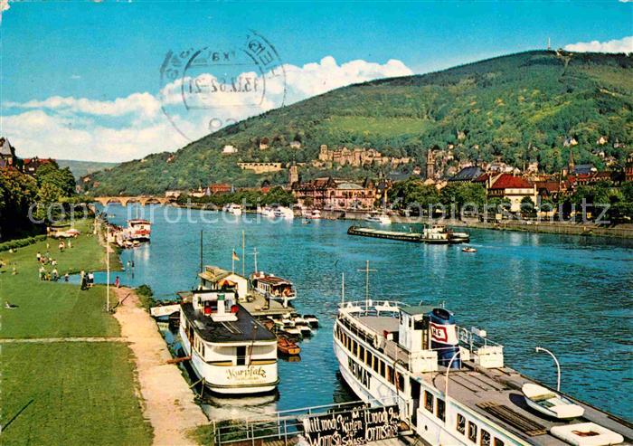 Heidelberg Neckar Blick vom rechten Neckarufer