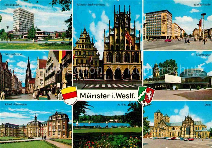 Muenster Westfalen Rathaus Stadtweinhaus Aa See Schloss Prinzipalmarkt
