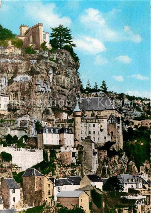 Rocamadour Le Rocher vu de la route de Cahors