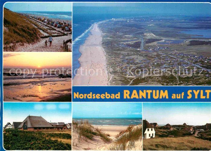 Rantum Sylt Strand Duenen Sonnenuntergang am Meer Fliegeraufnahme