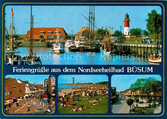 Buesum Nordseebad Hafen Fischkutter Leuchtturm Fussgaengerzone Strand