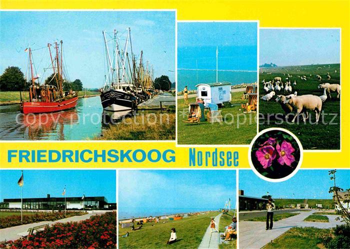 Friedrichskoog Nordseebad Kanal Fischkutter Uferpromenade Schafe