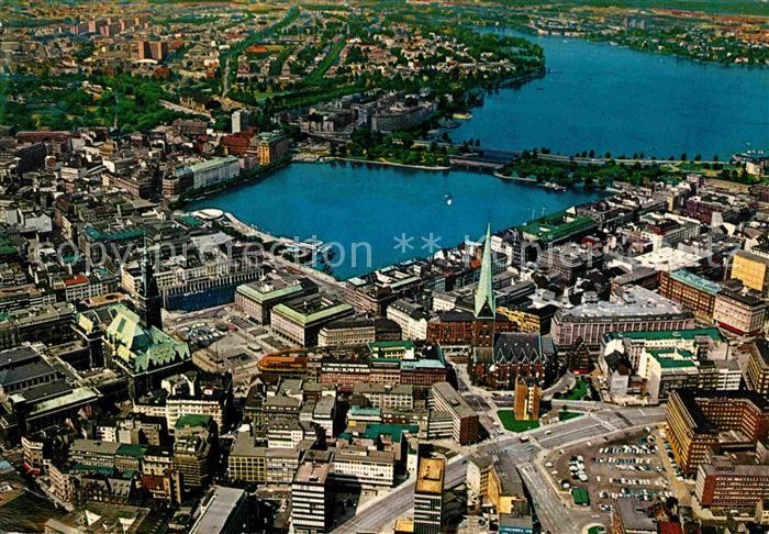 HAMBURG  CITY City mit Binnenalster und Aussenalster Fliegeraufnahme