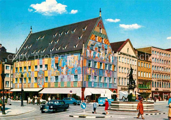Augsburg Weberhaus am Moritzplatz ehemaliges Zunfthaus Brunnen