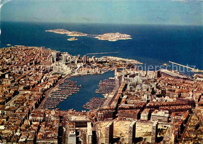 Marseille Bouches-du-Rhone Vue aerienne du Vieux Port Chateau d If et les Iles d