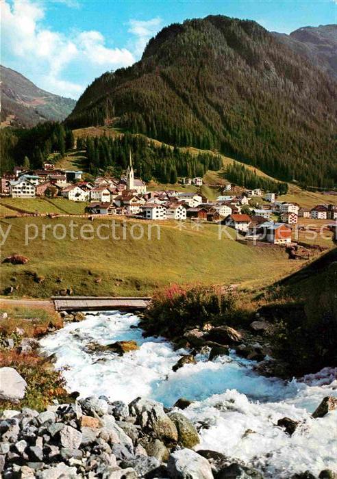 Ischgl Ortsansicht mit Kirche Fluss Paznauntal