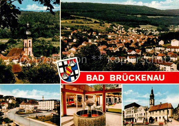 Bad Brueckenau Kirche Panorama Strassenpartie Trinkbrunnen