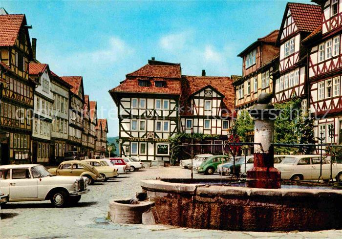Bad Sooden-Allendorf Dorfpartie Fachwerkhaeuser Brunnen