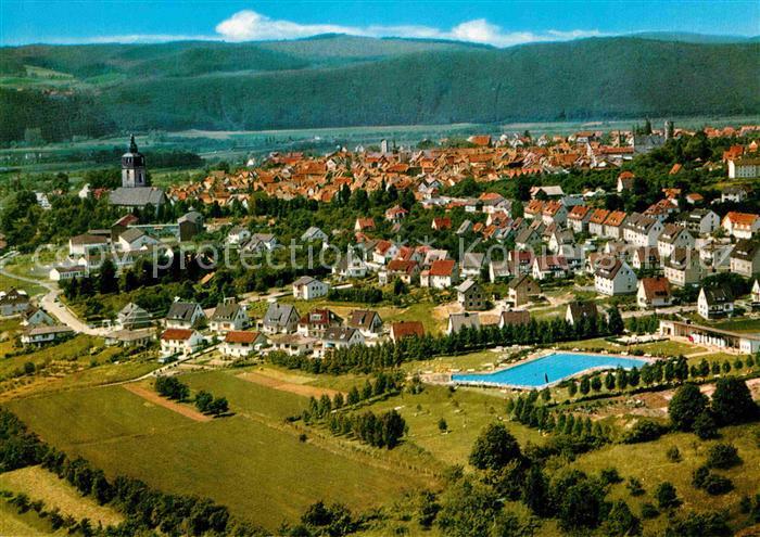 Bad Sooden-Allendorf Freibad mit Allendorf Fliegeraufnahme