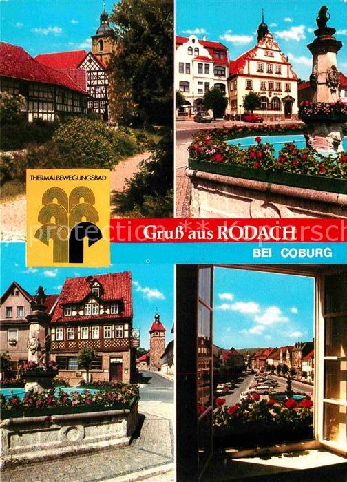 Rodach Coburg Thermalbewegungsbad Brunnen Stadtblick