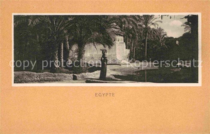 Egypte Dorfpartie Palmen Serie X No 18