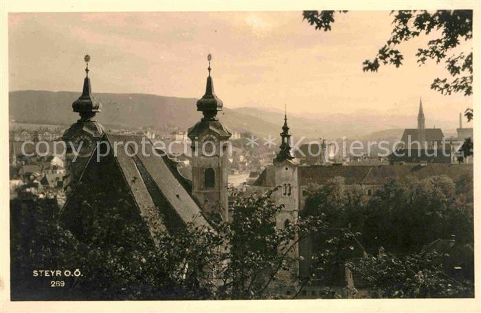 Steyr Enns Oberoesterreich Stadtbild mit Kirchen