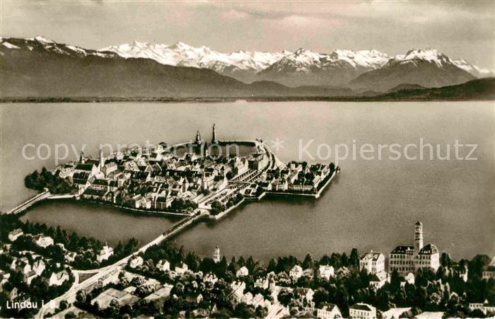 Lindau Bodensee Alpenpanorama Fliegeraufnahme