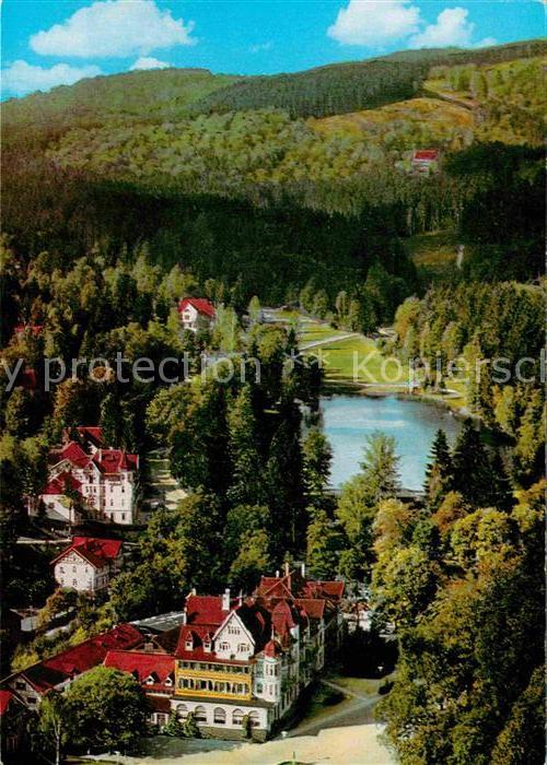 Bad Sachsa Harz Teilansicht mit Schmelzteich Fliegeraufnahme